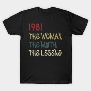 Vintage Retro 1981 Legend Gift 39th Birthday Womens T-Shirt